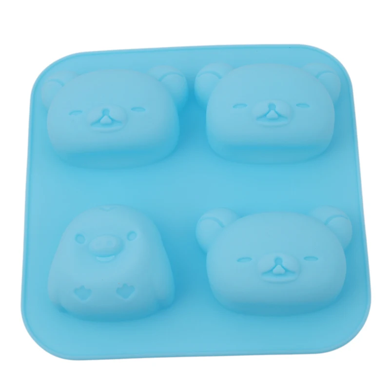 4 Hole Lazy Bear Silicone Cake Mold Soap Raccoon Pudding Small Penguin Accessories Products Cookies | Дом и сад