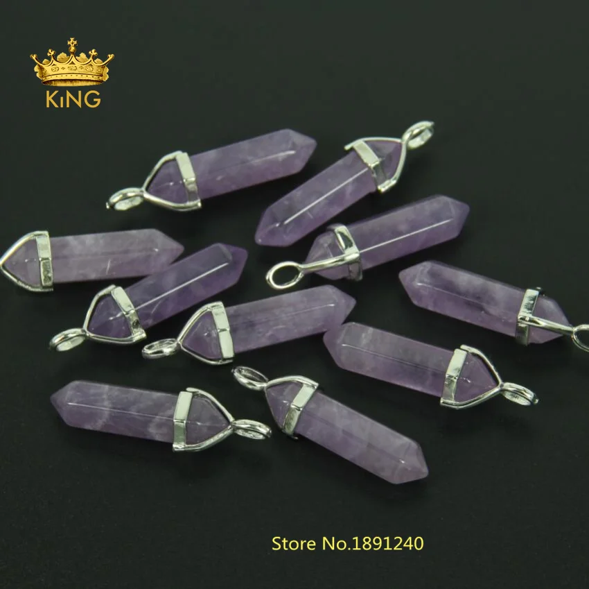 Новый дизайн серебристая Шестигранная фиолетовая подвеска с кристаллом в виде