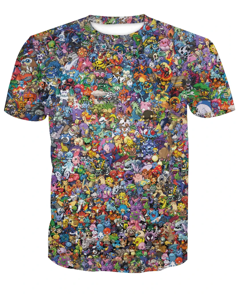 

Лидер продаж 2019, новые модные повседневные футболки с 3D лицом покемона и коротким рукавом, изготовленные на заказ, бесплатная доставка, от м ...