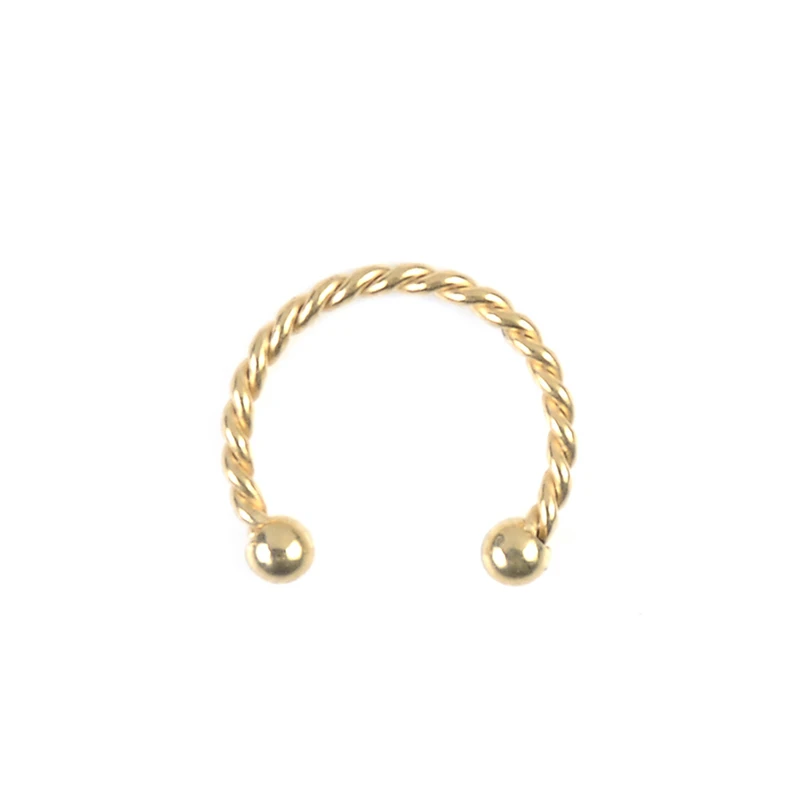 gold 8mm ROMAD, 1 шт., золото, серебро, хирургическая сталь, титан, Поддельные кольца для носа, Поддельные кольца для перегородки, пирсинг, ювелирные изделия для тела, скрученный обруч для носа R4 - Окраска металла: gold 8mm
