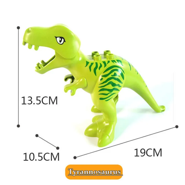 Tyrannosaurus Rex Большие блоки животных бегемот жираф слон крокодил прыгун обезьяна медведь Зебра панда Тигр duploed совместимые игрушки - Цвет: Tyrannosaurus Rex