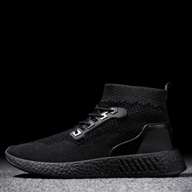 

2019 spring new sports shoes men's casual shoes soft bottom flying woven sports casual knitted socks shoes