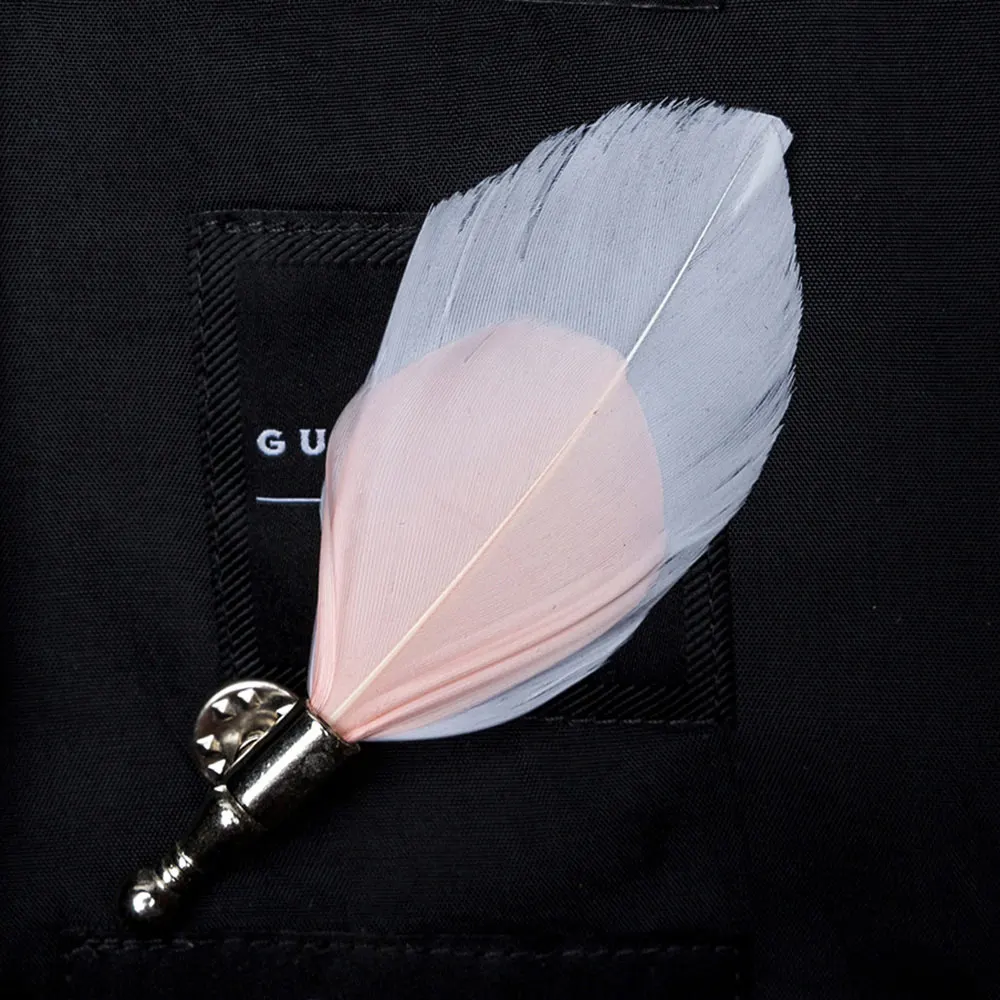 17 brooch GUSLESON, новинка, ручная работа, мужская кожаная и перьевая брошь для галстука-бабочки, предварительно завязанный Галстук-бабочка для свадебной вечеринки с подарочной коробкой - Цвет: 17 brooch