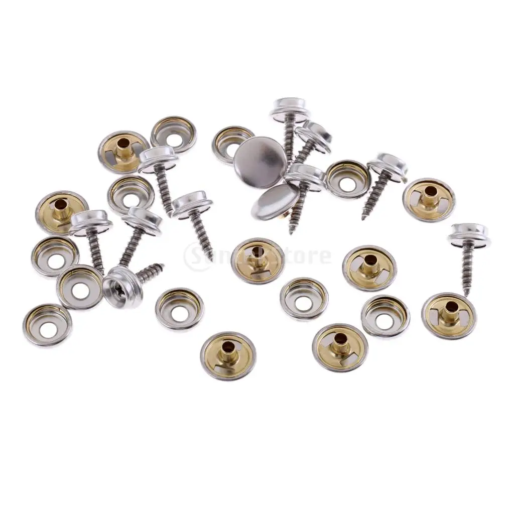 

10 Set Fastener Screw Snaps, Marine Grade 3/8'' Socket with Stainless Steel 5/8'' Screw Press Snaps for Boat Canvas, Cover