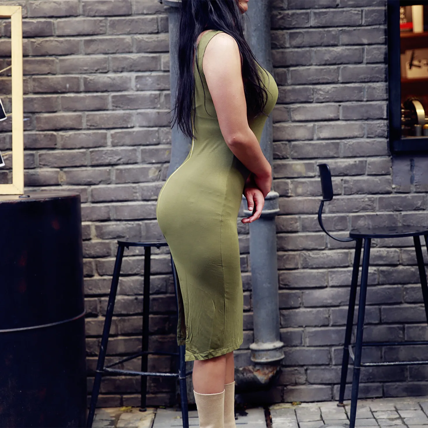 Клубное Бандажное женское платье с v-образным вырезом es Solid Vestidos | Женская одежда