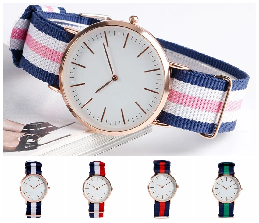 Часы наручные мужские с нейлоновым ремешком в полоску|watch large|canvas printwatches sunglasses |