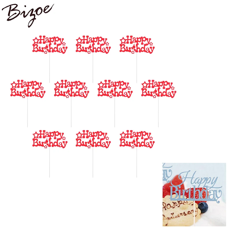 

100 Pcs Happy Birthday Cake Topper Creative Dessert Cake Decorations Children Kids Baby Boy Girl Adult Party Decoration Supplies