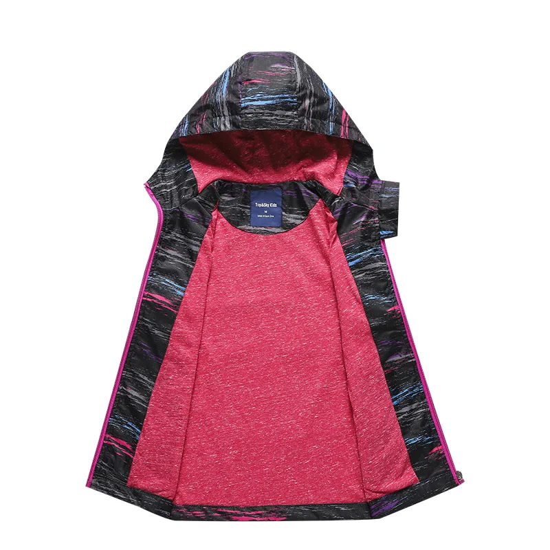 2018 spring new girl print outdoor waterproof warm children's jacket zipper hiking assault | Hiking Jackets