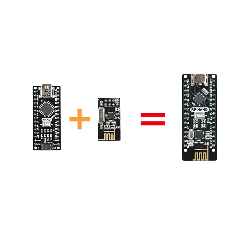 Keywish RF-Nano для Arduino Nano V3.0, Micro USB Nano плата ATmega328P QFN32 5V 16M CH340, интегрированная NRF24l01+ 2,4G Беспроводная, Imme