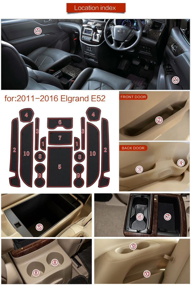Автомобильный Стайлинг 17 шт./компл. для Nissan ELGRAND E52 нескользящий коврик с