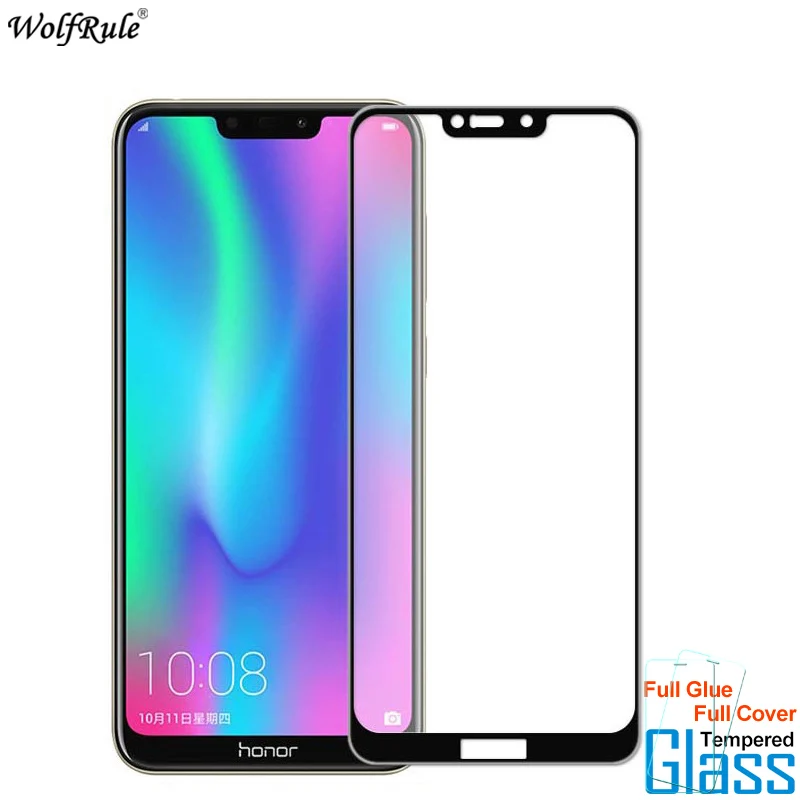 

2Pcs For Glass Huawei Honor 8C Screen Protector Full Glue Tempered Glass For Huawei Honor 8C Glass Full Cover Phone Film 6.26''