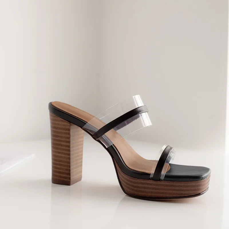 

EGONERY Woman Shoes 2019 Summer Newest Fashion Sexy Open Toe Super High Heels Platform Woman Slippers Outdoor Black Brown Shoes