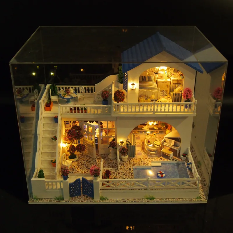 Кукольный дом мебель Diy Миниатюрный пылезащитный чехол 3d Деревянный Miniaturas кукольный домик игрушки для детей подарок на день рождения романтическое путешествие