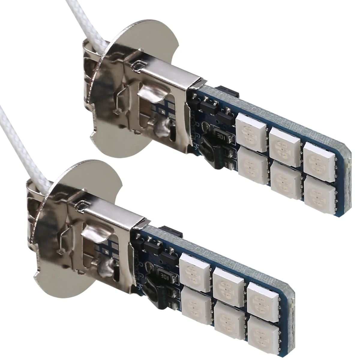 Mayitr 2 шт. H3 5050 RGB 12SMD светодиодная Автомобильная фара разноцветная лампа для