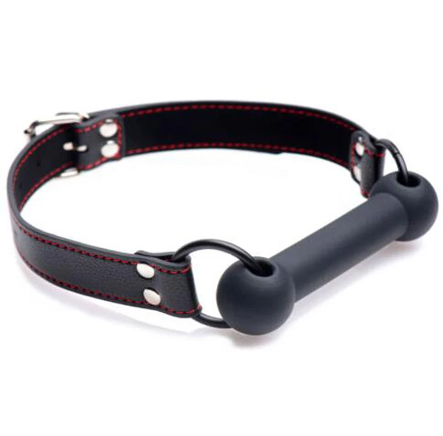 Кожаная упряжь для рта кляп красной строчкой щенок играть силиконовые укус мяч