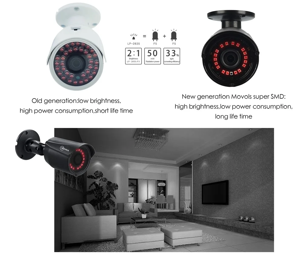 Movols 1080P 8CH DVR CCTV камера системы 4 шт красочные 4 шт ИК ночного видения камеры безопасности ИК водонепроницаемый комплект видеонаблюдения