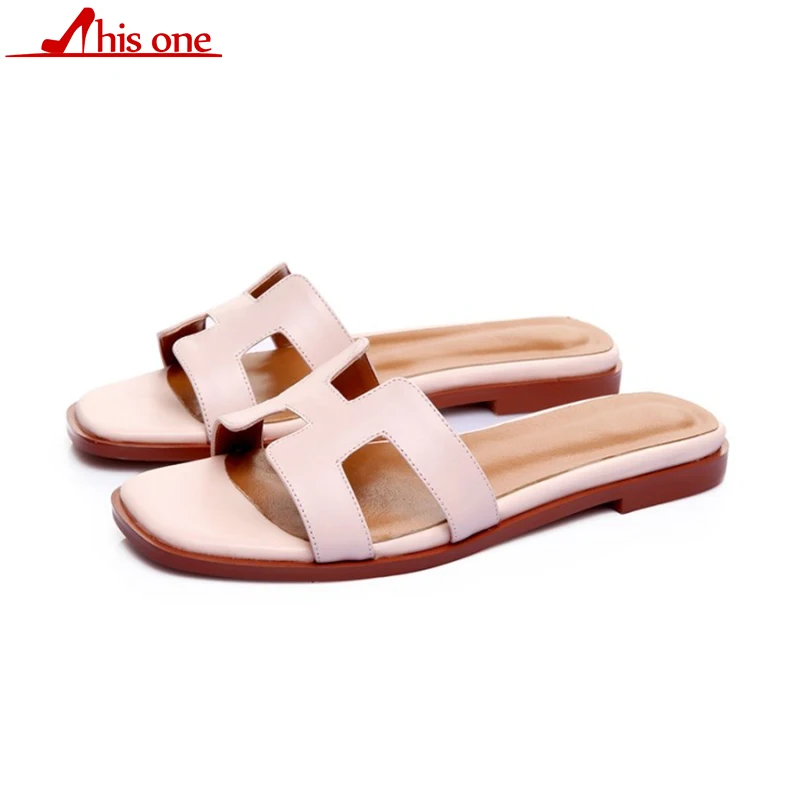 Лидер продаж 2018 женские тапочки из коровьей кожи Пляжная Нескользящая женская