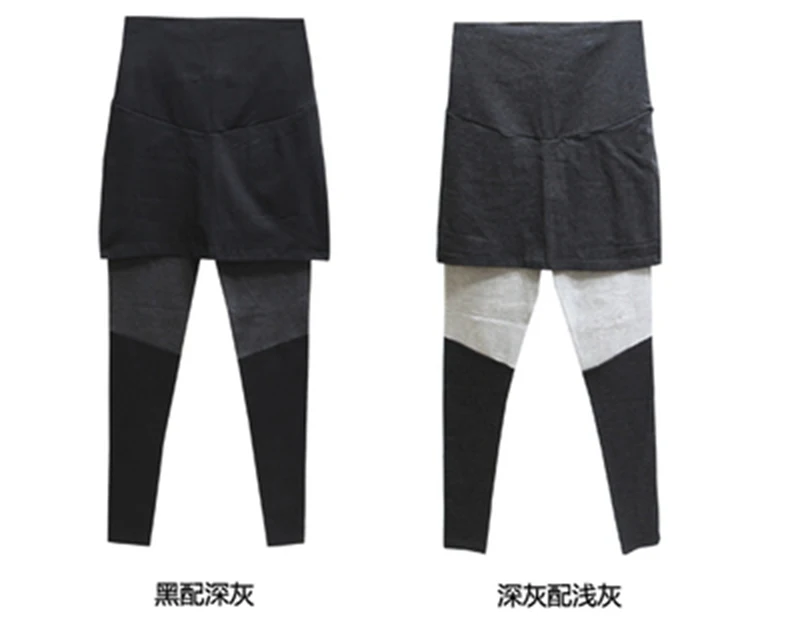 New pregnant women autumn and winter Korean fashion color matching fake two pants skirt leggings | Мать и ребенок