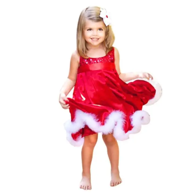 Princess Sequin Flower Christmas Dress Red Paillette Pageant Wedding Banquet Prom Formal Party Kids Dresses For Girls Clothes | Детская