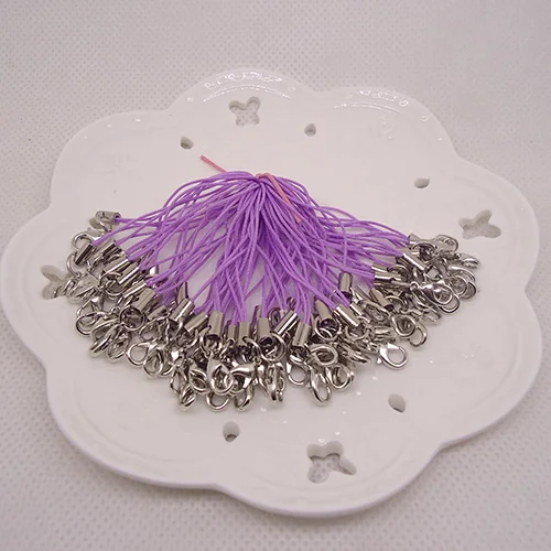 light purple 200 шт./лот, цветные застежки-карабины, ремешок, шнур для мобильного телефона, Лариат, мобильные ремни, очаровательные нейлоновые брелоки, цепочка для ключей, подвеска для рукоделия - Цвет: light purple