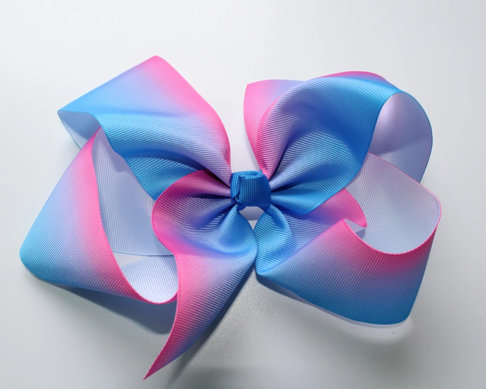 Least JO 8'' grosgrain ribbon hair bows clips boutique rainbows bow girls hairbow For Teens Gift 1pcs ONLY | Детская одежда и