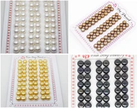 30 pair 8mm half hole freshwater button pearl loose beads for earring diy choose white golden pink brown blue