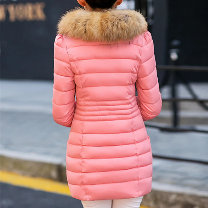 2020 искусственный мех енота воротник с капюшоном вниз хлопок парки для женщин