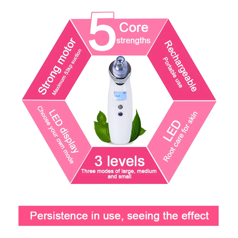 Удаление угрей вакуумный очиститель пор 2018 USB Перезаряжаемый акне Комедон