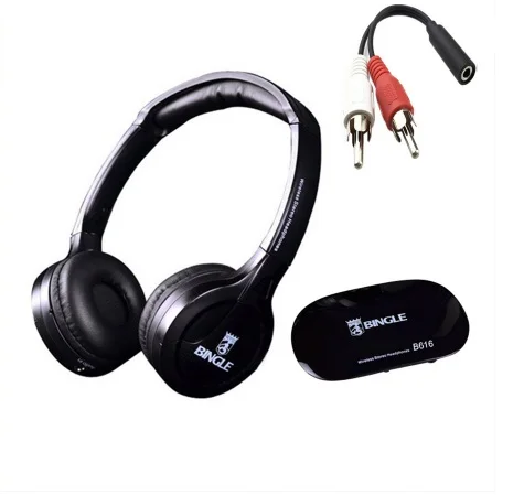 with tv cable Best Original Bingle B616 Multifunction stereo with Microphone FM Radio for MP3 PC Audio Headset wireless headphones for TV - Color: with tv cable