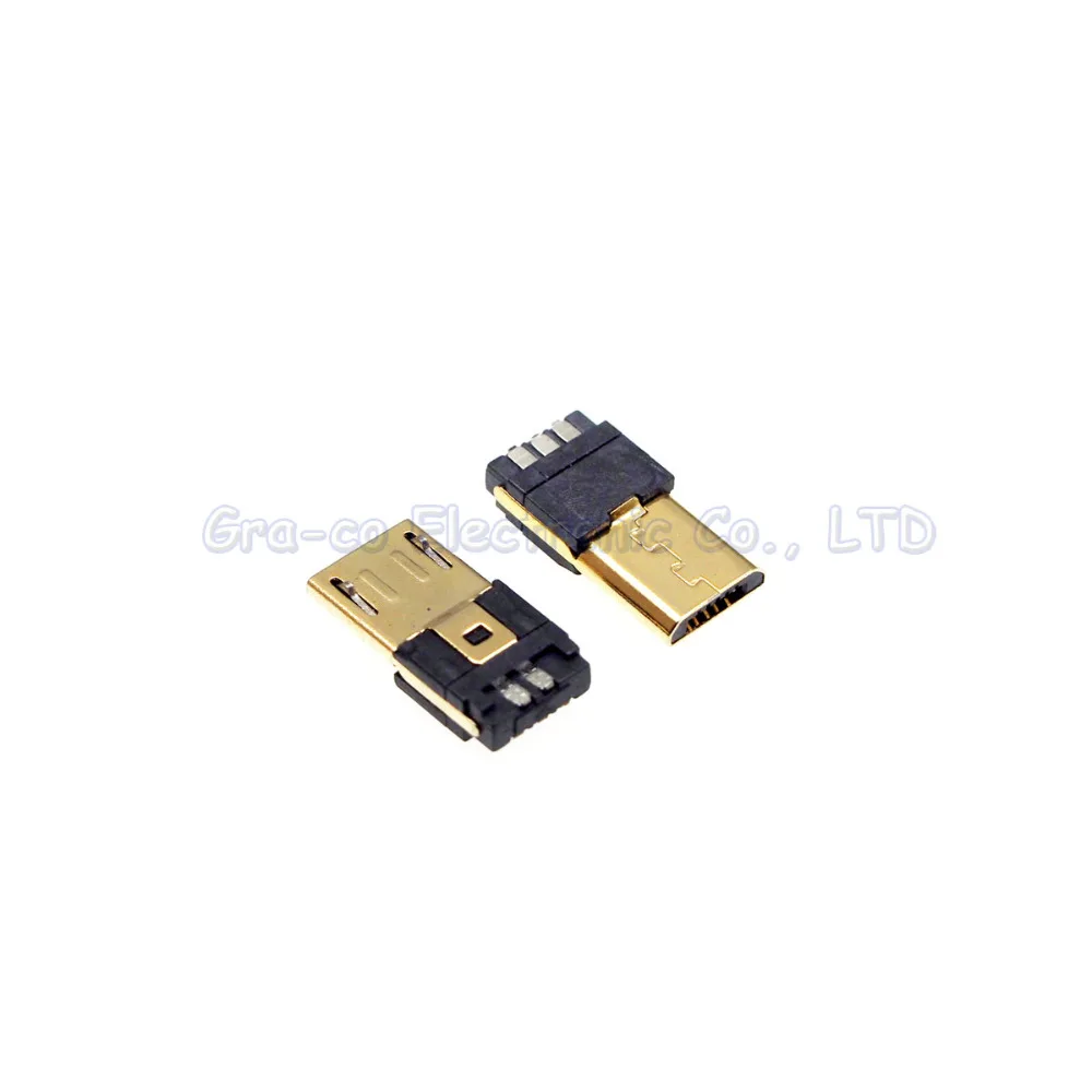 5 шт. 24 K золотое покрытие USB-MICRO 5 P Micro USB штекер Micro 4/5 Терминалы Разъем