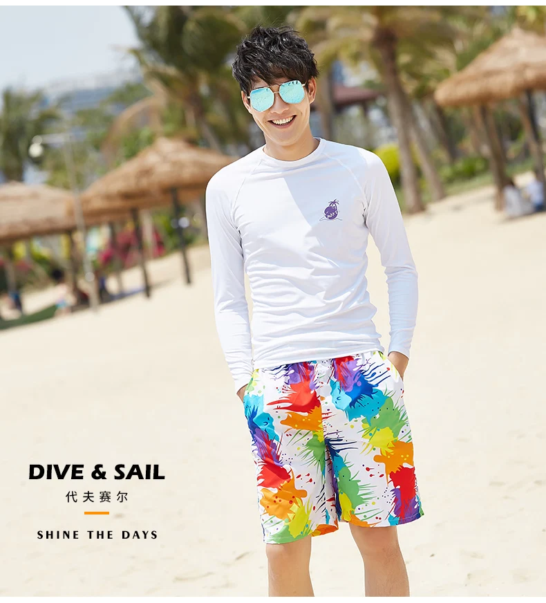 Dive& sail Мужская защита от ультрафиолета UPF 50+ Skins rhguard рубашка с длинными рукавами с чемоданы с принтами черная быстросохнущая