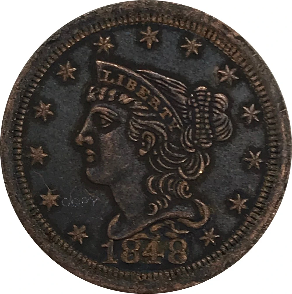 

1848 доллар США Пол-цента коллекционные предметы красная медная копия монеты