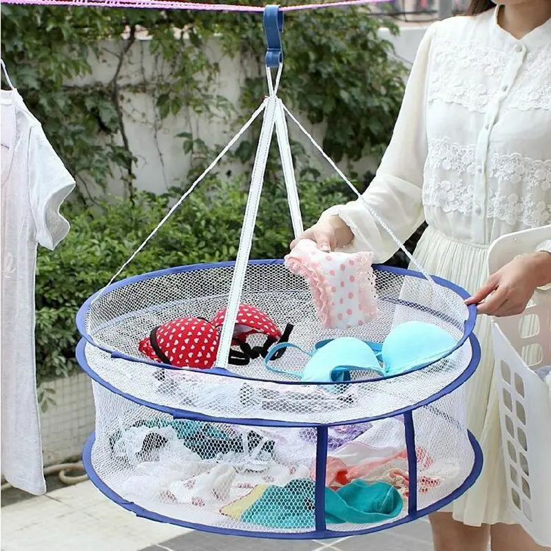 

Double Layer Drying Rack Folding Hanging Clothes Laundry Basket Dryer Underwear Sweater Cloth Net Dry Rack Mesh Hanger