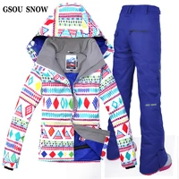 gsou snow waterproof ski suit ski jacket ski pant for women skiing or snowboarding suit for female outdoor hiking clothing