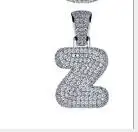 Z Iced Out пользовательские Пузырьковые буквы кулон ожерелье пузырь начальные буквы слова Белое золото кулон в стиле хип-хоп Ожерелье для мужчин и женщин - Окраска металла: Z