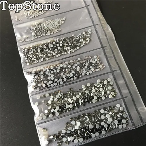 TopStone 1600 шт./лот, смешанные размеры SS4~ SS12, горячая фиксация, стразы с плоской задней стороной, 6 размеров s для рукоделия, клей для дизайна ногтей, Кристальное украшение - Цвет: grey