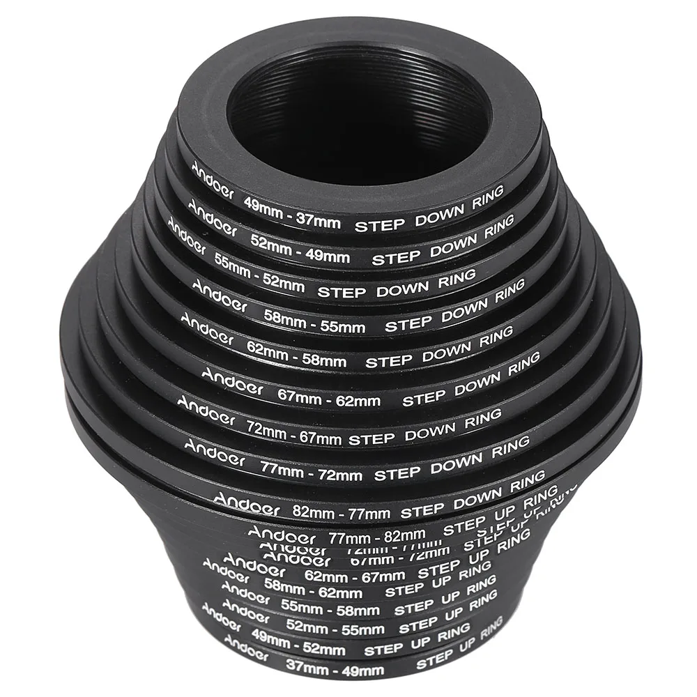 Комплект металлических переходных колец для объектива Andoer 18 шт.|adapter ring|filter adapter