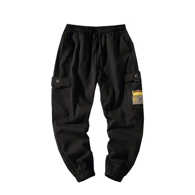 

M-5XL Plus Size Mens Elastic Waist Cargo Pants with Zipper Pockets Men Clothing 2020 Streetwear Workout Ankle Pants Men Casual