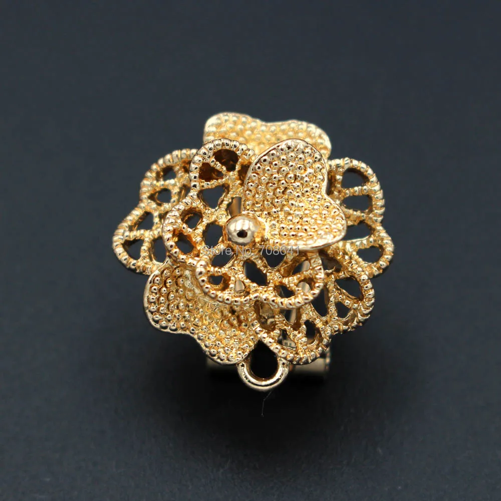 Металлические серьги-клипсы с петлей 20 мм полые филигранные цветы фурнитура