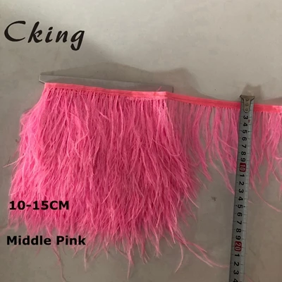 midde pink 10 метров темно-зеленое перо отделка 10-15 см ширина страуса перо платье с бахромой швейный Материал карнавал рождественские украшения Ремесло - Цвет: midde pink