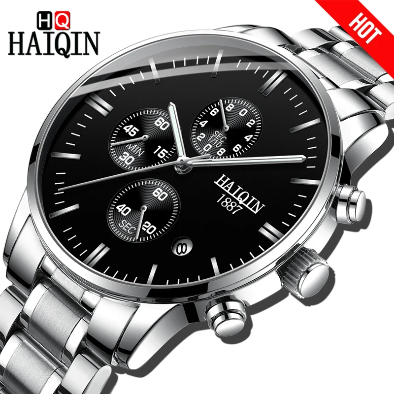 

HAIQIN Mens watches Top brand luxury quartz watch men waterproof sports men watch date display wristwatch mens Relogio Masculino