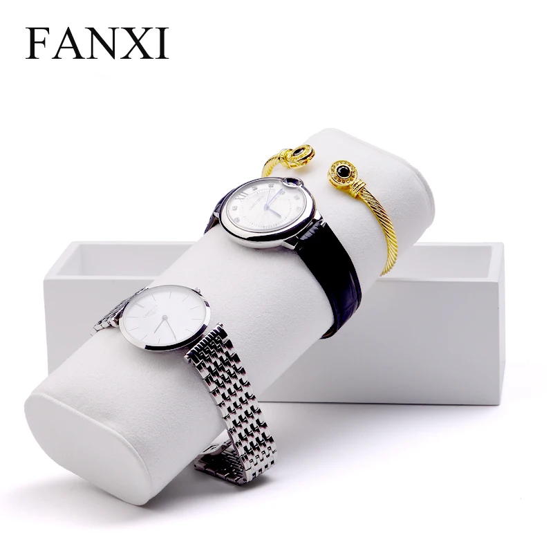 FANXI твердый деревянный дисплей часов браслет с подставкой браслет держатель с микрофиброй украшение со вставкой Органайзер витрина