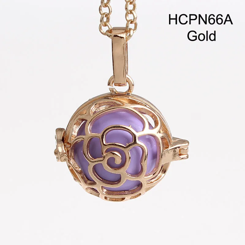5pcs/lot Rose Flower Copper Hollow Cage Mexican Chime Magic Box Sound Ball Pendant Women Pregnancy Maternity Necklaces HCPN66 | Украшения и