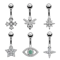 charm gold color piercing body jewelry cz zircon stainless steel belly rings boho animal little bee piercing navel belly ring