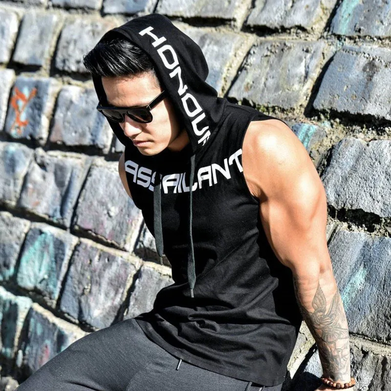 Brand 2018 New Men's Tank Top Shirts Tees hooded Vest Sleeveless Outdoor Gym Run Basketball Undershirts Stringer Singlets | Спорт и