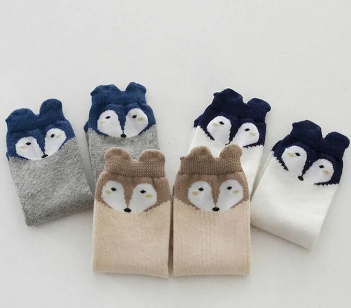 Нескользящие носки с рисунком лисицы животными для малышей хлопковые детские