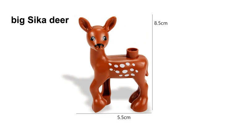 big sika deer Duplo животные дикие животные серии строительные блоки аксессуары Лев Леопард Тигр Медведь обезьяна Олень жираф Пингвин Зебра режим игрушки - Цвет: big sika deer