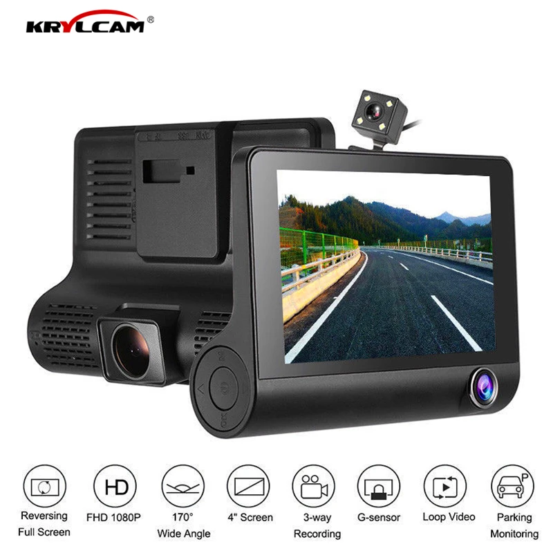 Krylcam 4 0 дюйма 1080P двойной объектив Full HD Автомобильный видеорегистратор камера 170