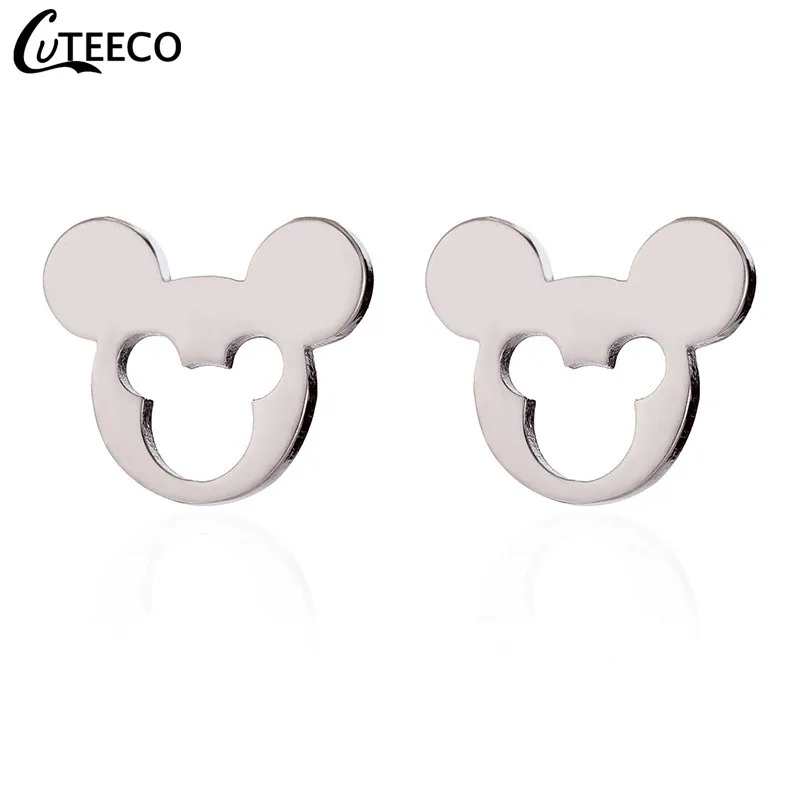 CUTEECO Роскошные циркониевые серьги-гвоздики с Микки и Минни, Кристальные брендовые серьги для женщин, детей, девочек, модные ювелирные изделия, подарок - Окраска металла: AJ0001-10