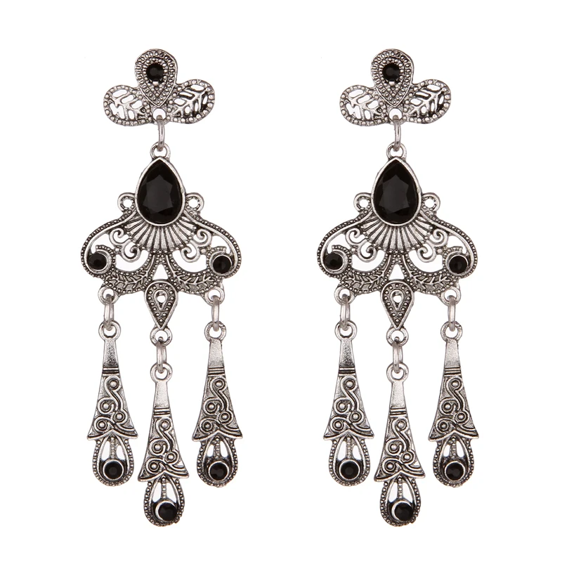 Новый дизайн модные очаровательные винтажные богемные серьги с зеленым камнем